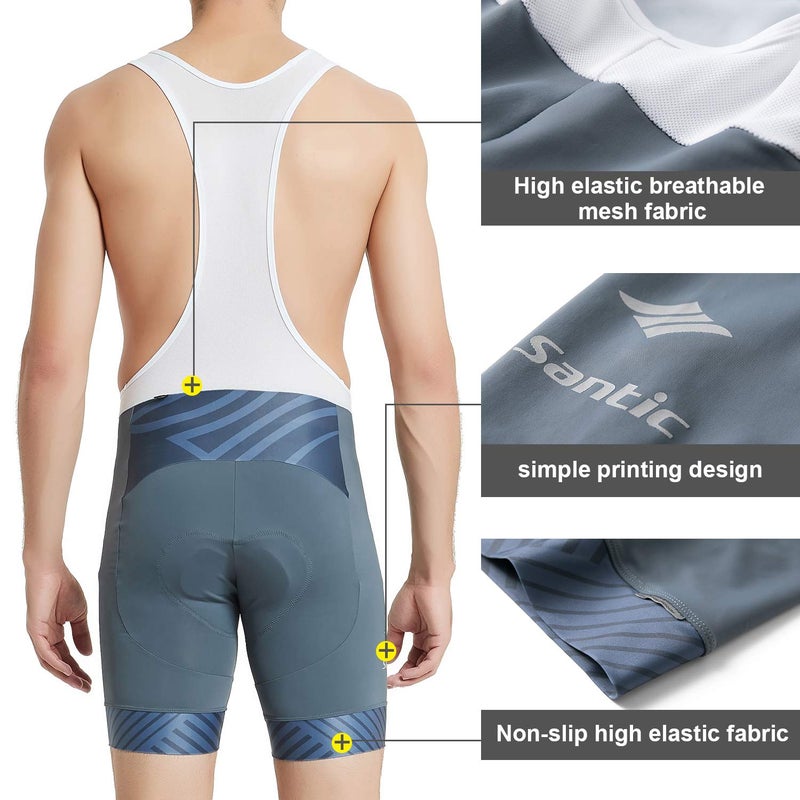 Santic شورتات دراجات سانيتيك للرجال مع حشوة، شورتات دراجات مريحة للرجال، شورتات دراجات خفيفة الوزن وقابلة للتنفس، رمادي، XL - Image 4